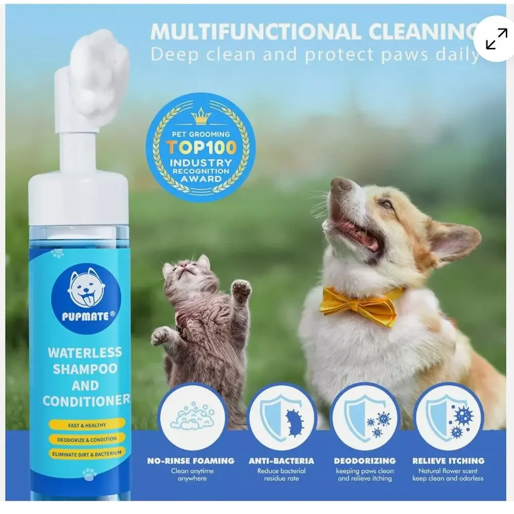PUPMATE Paw Cleaner | No-Rinse Foaming Cleanser for Dogs Cats | 6.8 fl oz